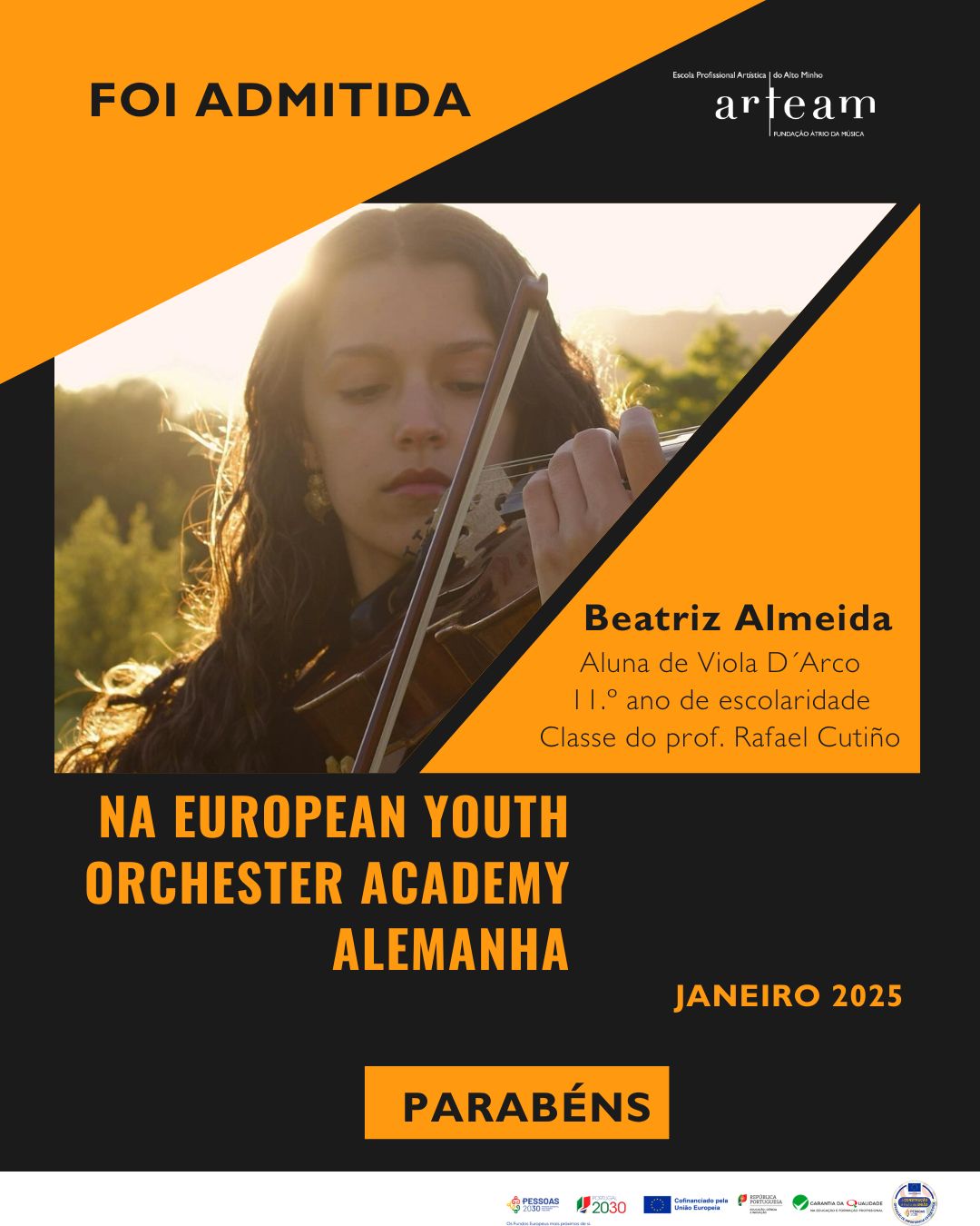 🎻🌟 Beatriz Almeida representa ARTEAM na EYOA na Alemanha! 🎶
